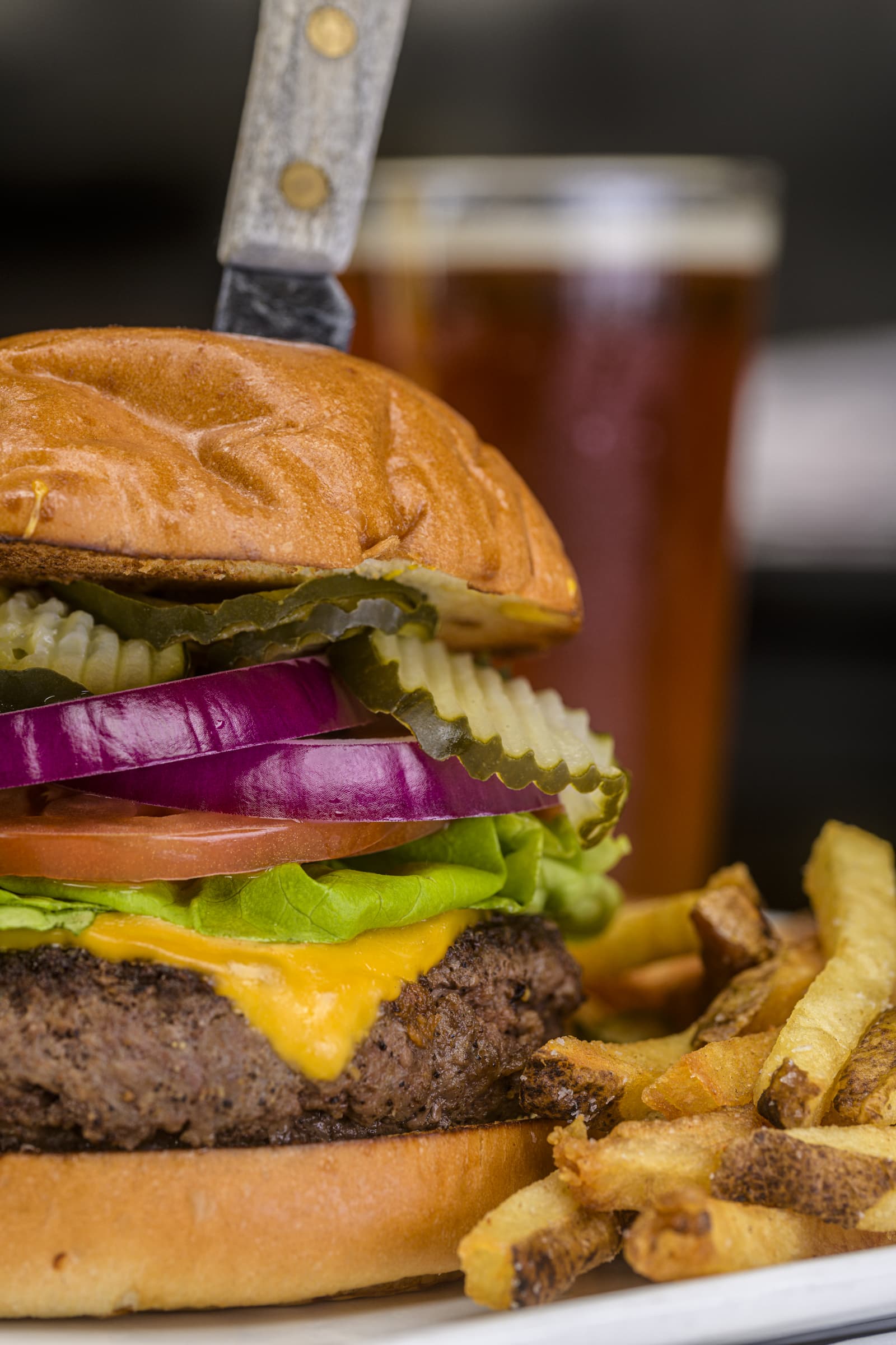 Hamburger and fries