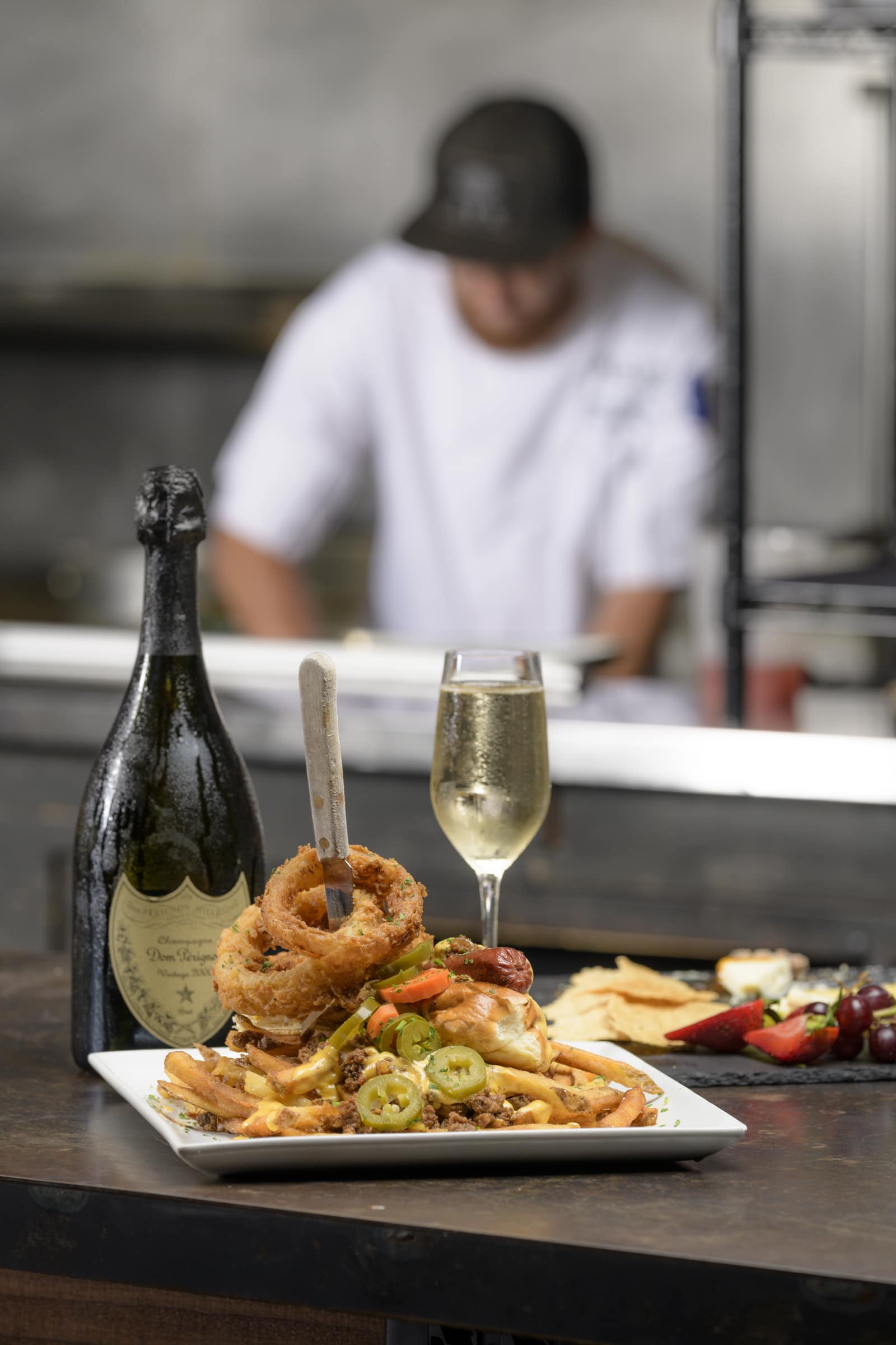 Max's Wine Dive CHampagne and Onion Rings