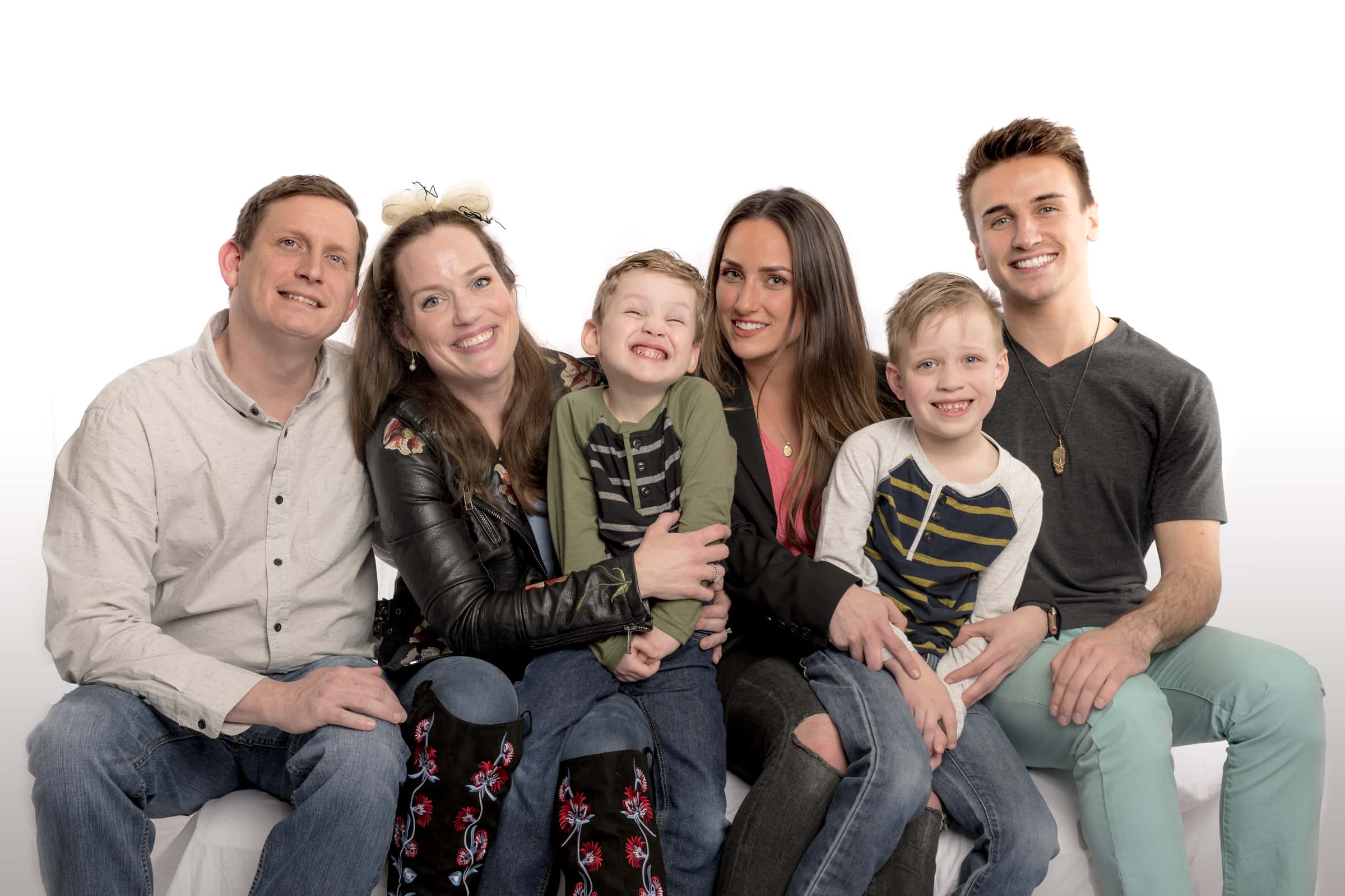 studio photo of Family on white background