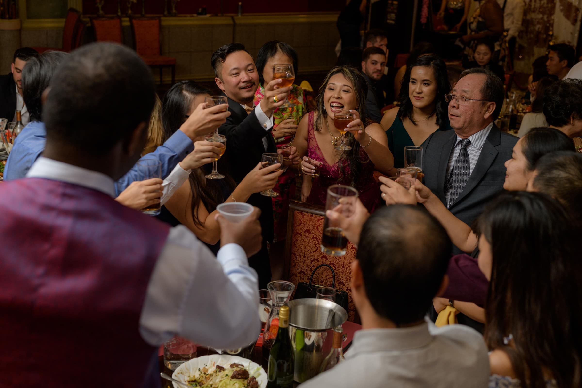 Chinese wedding tradition, drinks with every table, cheers, houston, texas, chinatown