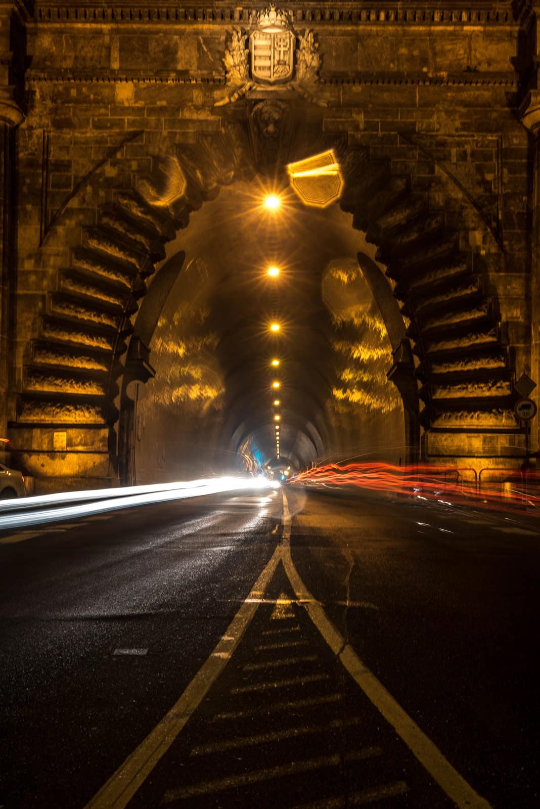 An image of a tunnel at night.