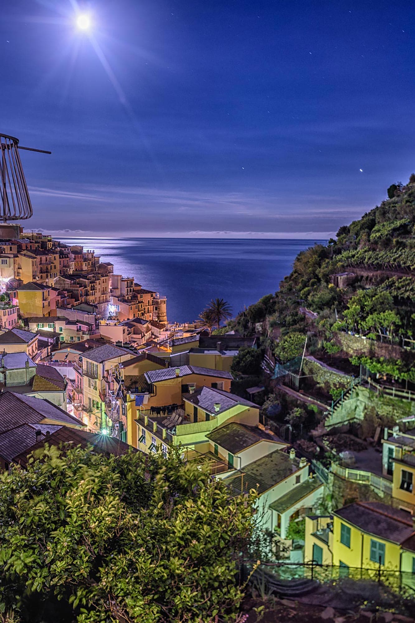 Cinque terre, italy at night.