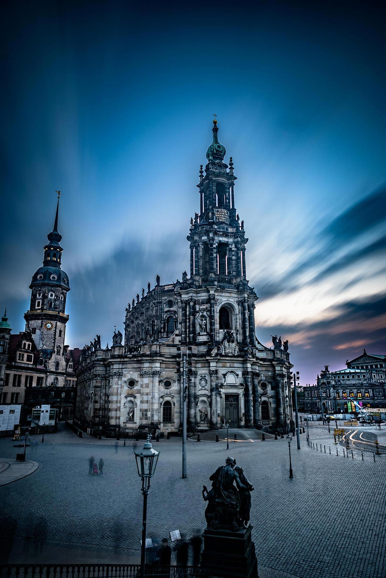 Dresden cathedral at dusk - dresden cathedral, dresden, dresden.