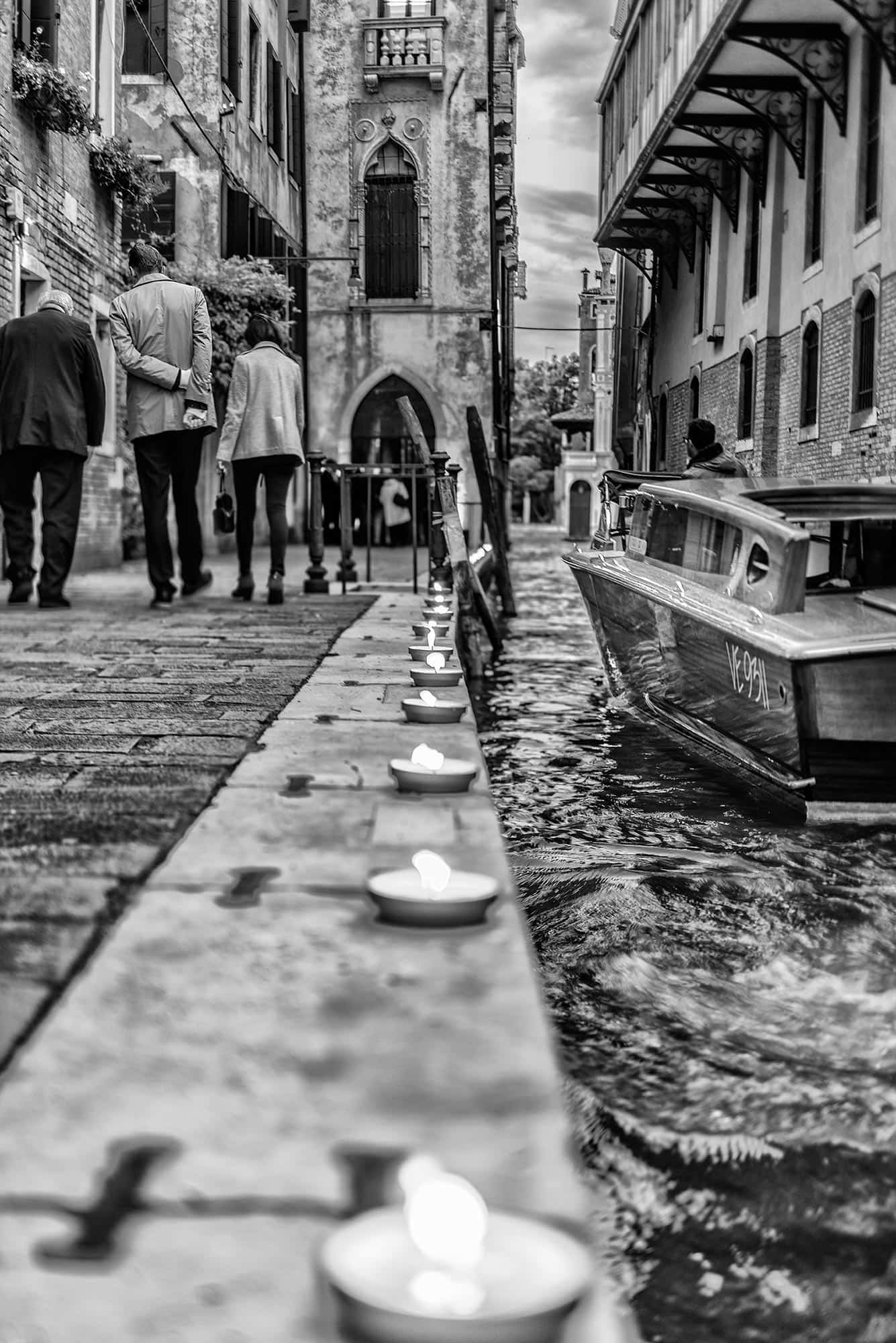 Venice, italy black and white photo.