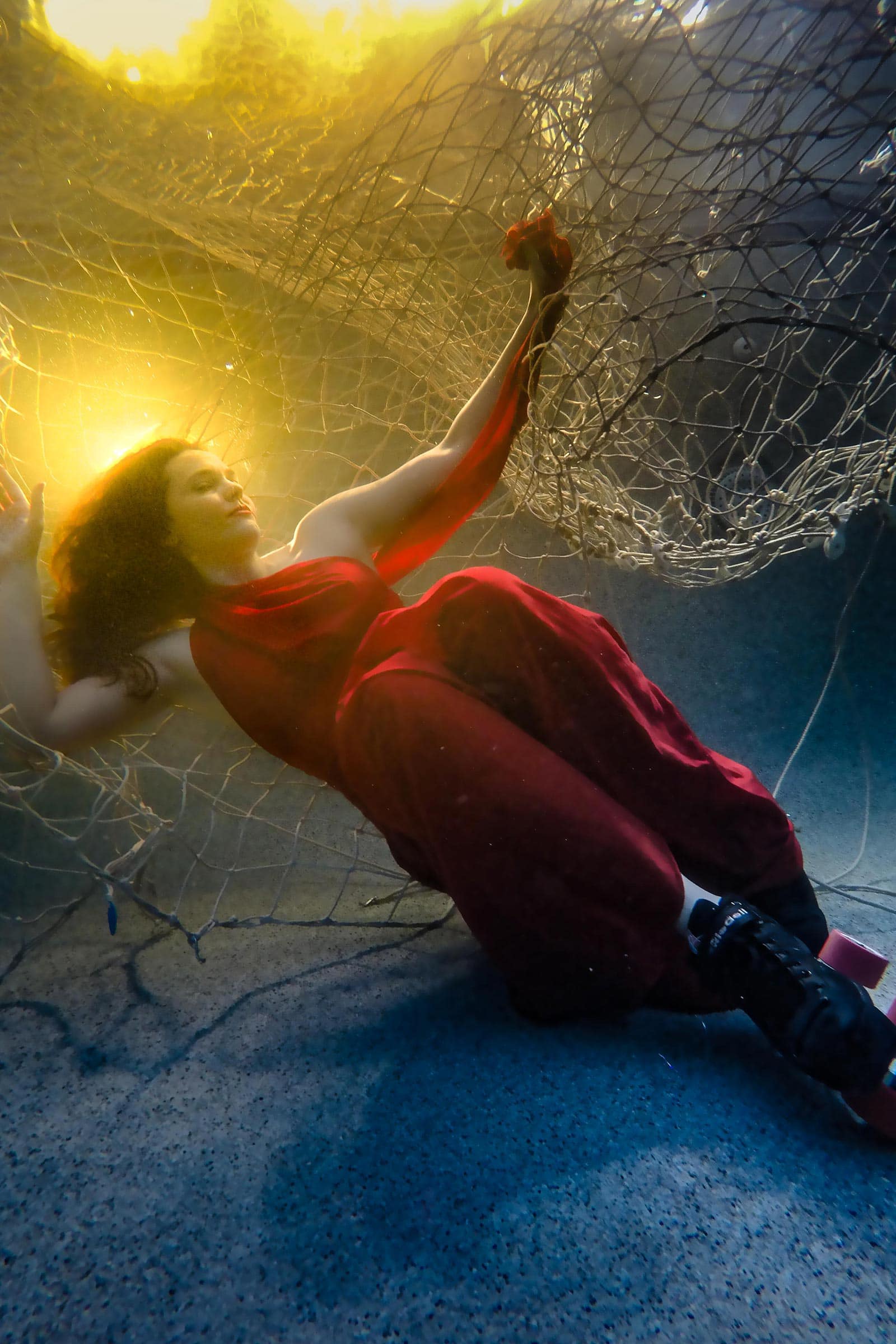Tangled in the net, a mermaid has been caught
