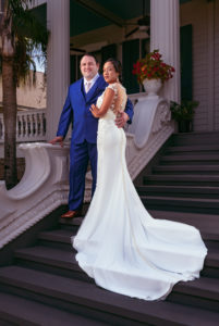 Dramatic bridal portraits in Galveston Destination Wedding